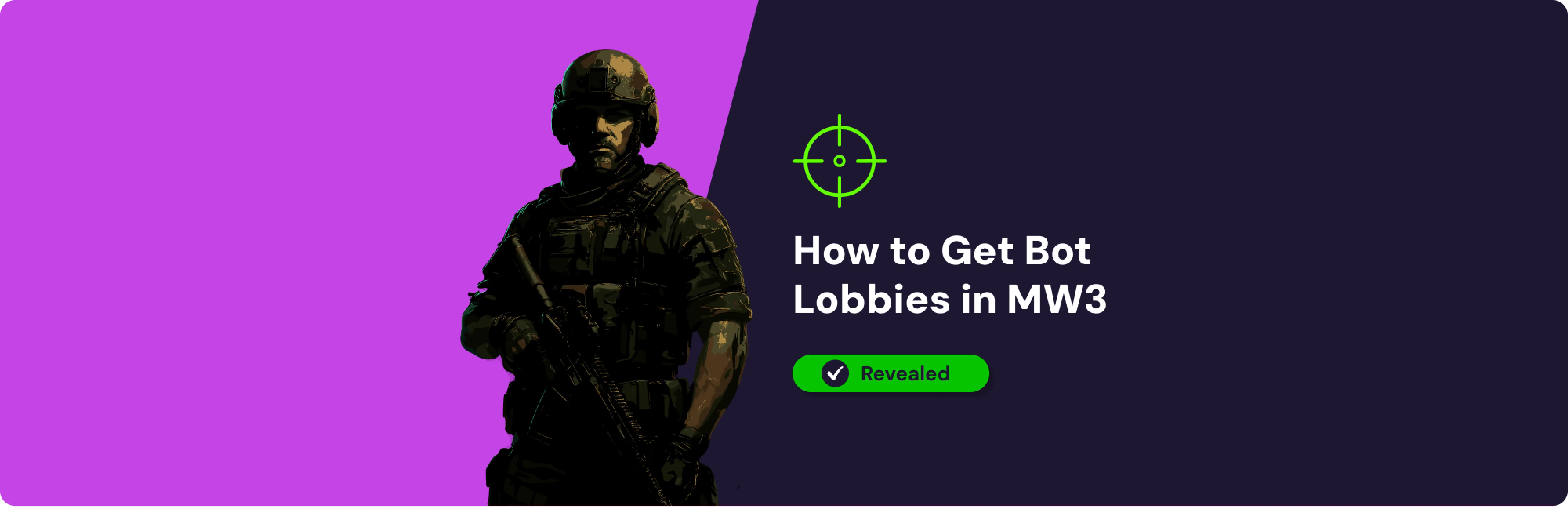 Soldier with a gun standing next to the text saying "How to Get Bot Lobbies in MW3"